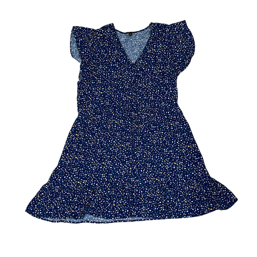 Banana Republic Blue Kidcore Geometric Abstract Button Up Mini Dress XL F-10